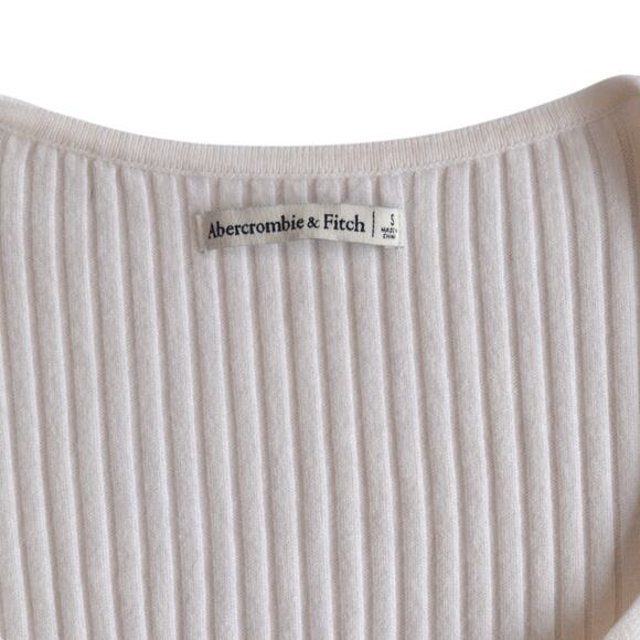 Abercrombie LuxeLoft Slim White Ribbed Knit Wrap Cropped Sweater Size Small - Picture 4 of 5